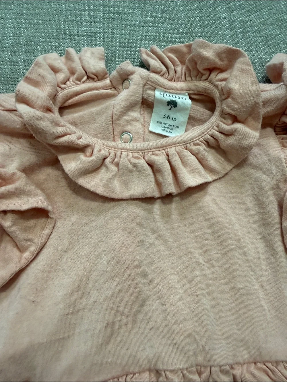 kate quinn Blush Pink Ruffle-Trim Long-Sleeve Baby Bodysuit